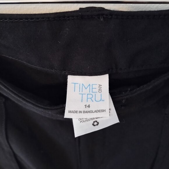 Time And Tru High Rise Skinny Pants Womens size 14 Black Zip Fly Pockets Stretch - Picture 8 of 8